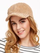 Romwe Light Camel Thick Corduroy Ribbed Warm Cap