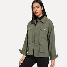 Romwe Pocket Front Contrast Stitch Denim Jacket