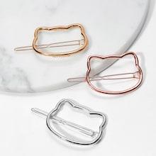 Romwe Cat Shaped Metal Bobby Pin 3pack