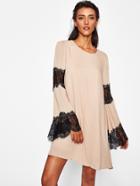 Romwe Contrast Scallop Eyelash Lace Double Layer Dress