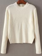 Romwe White Zipper Detail Convertible Sweater