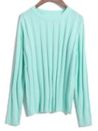 Romwe Vertical Stripe Knit Green Sweater