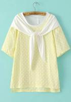 Romwe Dip Hem Polka Dot Yellow T-shirt