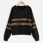 Romwe Plus Leopard Panel Sweatshirt