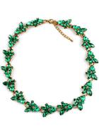 Romwe Green Gemstone Gold Chain Necklace