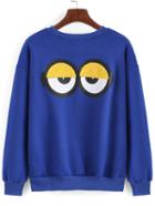 Romwe Eye Print Letter Flocked Sweatshirt