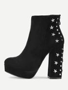 Romwe Stud & Star Back Ankle Boots