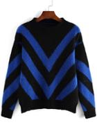 Romwe Color-block Chevron Patterned Sweater