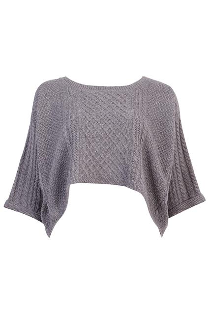 Romwe Asymmetric Grey Midriff Jumper