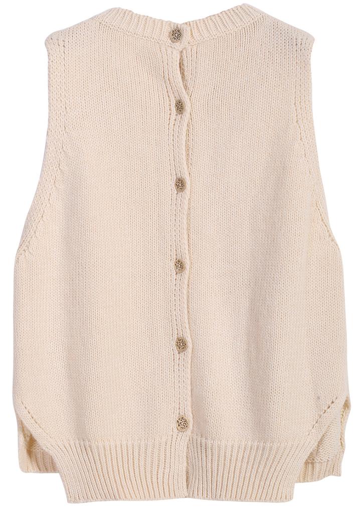 Romwe Buttons Pockets Knit Apricot Sweater Vest