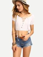 Romwe Lace-up Crop Top