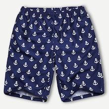 Romwe Guys Anchor Print Drawstring Shorts