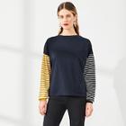 Romwe Color Block Striped Pullover