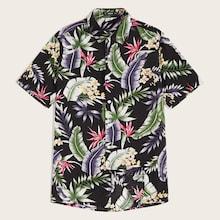 Romwe Guys Button Up Tropical Shirt