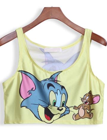 Romwe Tom And Jerry Print Tank Top