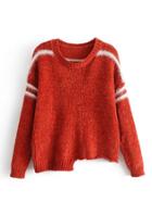 Romwe Striped Detail Asymmetrical Sweater