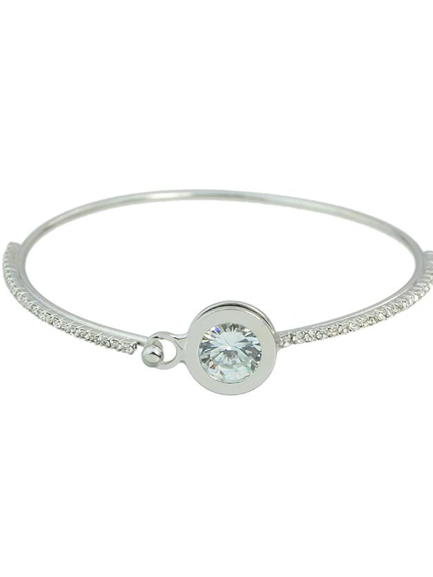 Romwe Silver Color Rhinestone Thin Bracelet
