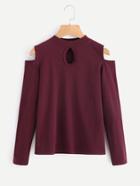 Romwe Cold Shoulder Cut Out Front Tee