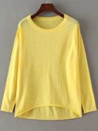 Romwe Dip Hem Knit Yellow Sweater
