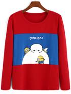 Romwe Baymax Print Red T-shirt