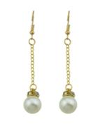Romwe Imitation Pearl Gold Color Long Chain Earrings