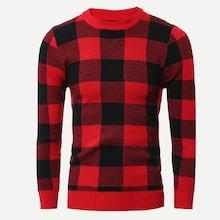 Romwe Men Gingham Pattern Jumper