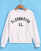 Romwe Bloonington Print Crop White Sweatshirt