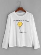 Romwe White Balloon Print T-shirt