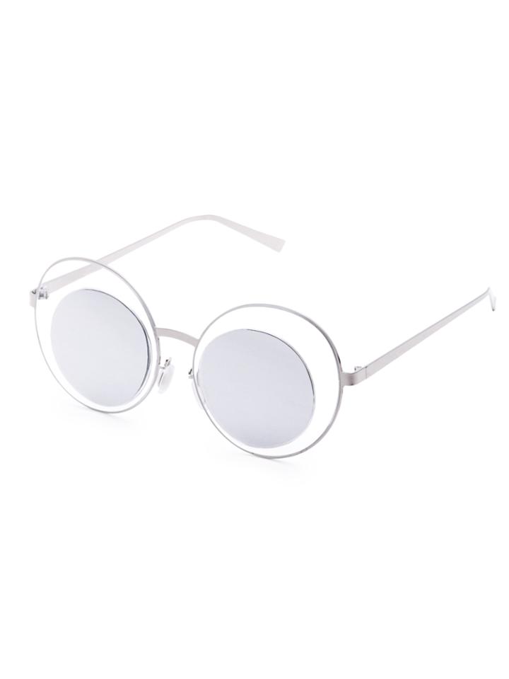 Romwe Silver Double Frame Mirrored Lens Sunglasses