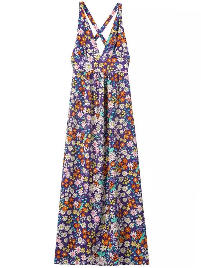 Romwe Deep V Neck Crisscross Back Florals Dress