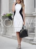 Romwe Black White Sleeveless Color Block Dress