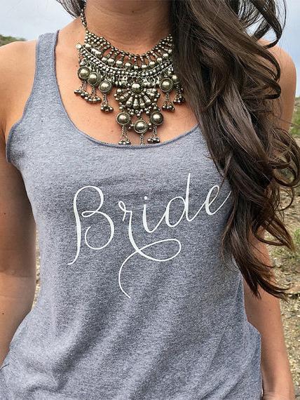 Romwe Letter Print Grey Racer Top