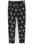 Romwe Draw Cord Waist Print Black Pant