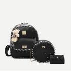 Romwe Bear Charm Decor Backpack With Purse 3pcs