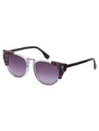 Romwe Contrast Geo Print Mirrored Reflective Cat-eye Sunglasses