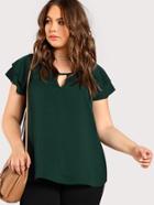 Romwe Front Keyhole Loose Top
