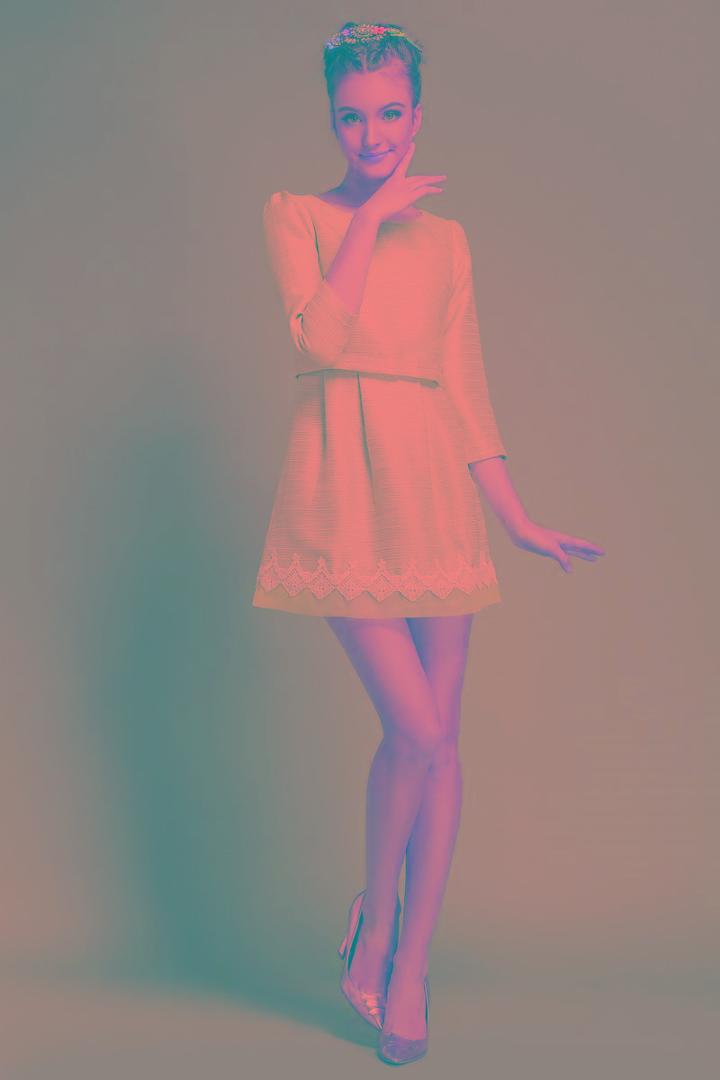 Romwe Light Blue Crop Top Pleated Lace Bottom Dress