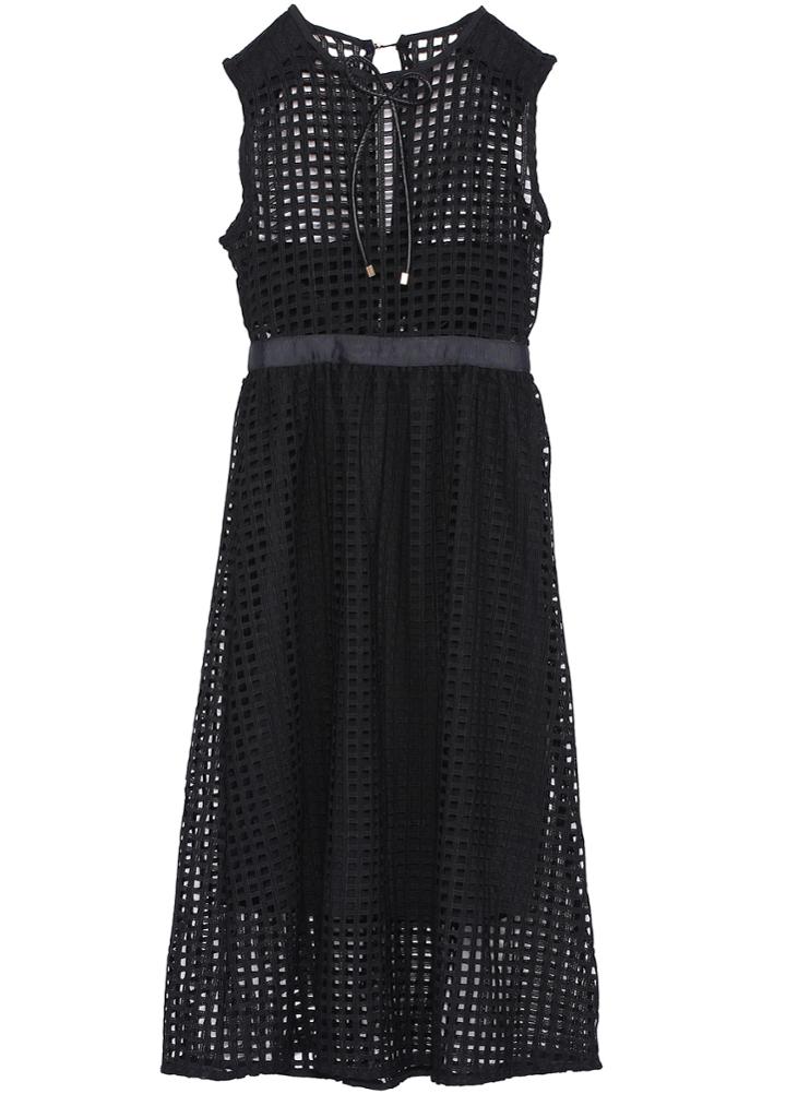 Romwe Sleeveless Hollow Grid Dress