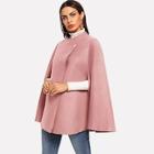 Romwe Single Button Wrap Cape Coat