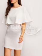Romwe Beige Layer V Back Bodycon Dress