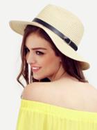 Romwe Beige Beach Large Brimmed Straw Hat