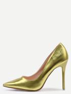 Romwe Golden Pointed Toe Stiletto Heels