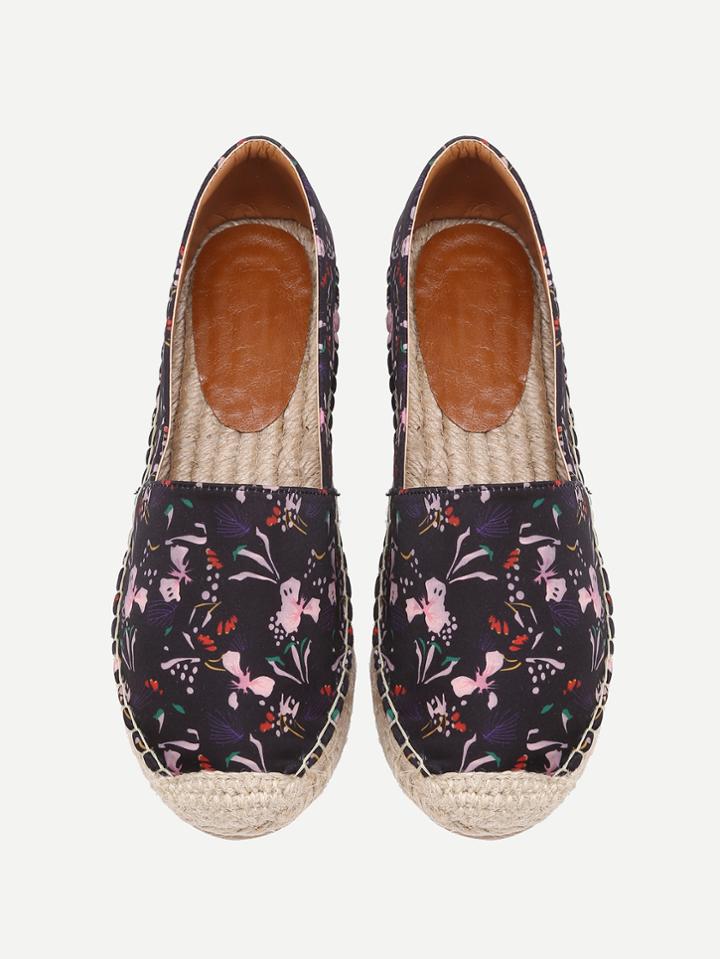 Romwe Calico Print Cap Toe Espadrilles