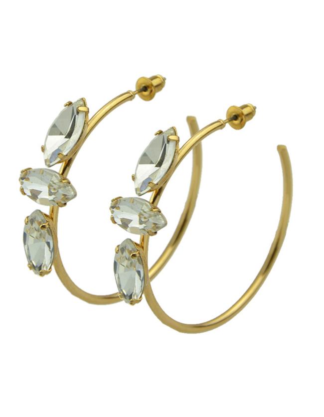 Romwe Rhinestone Simple Hoop Earrings