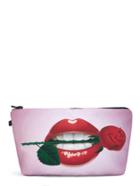 Romwe Rose & Lips Print Makeup Bag