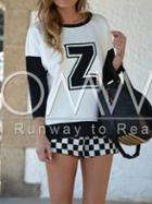 Romwe Color Block Z Print T-shirt