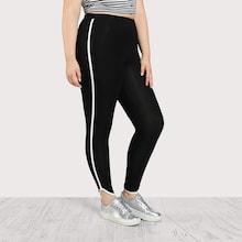 Romwe Plus Contrast Binding Curved Hem Leggings