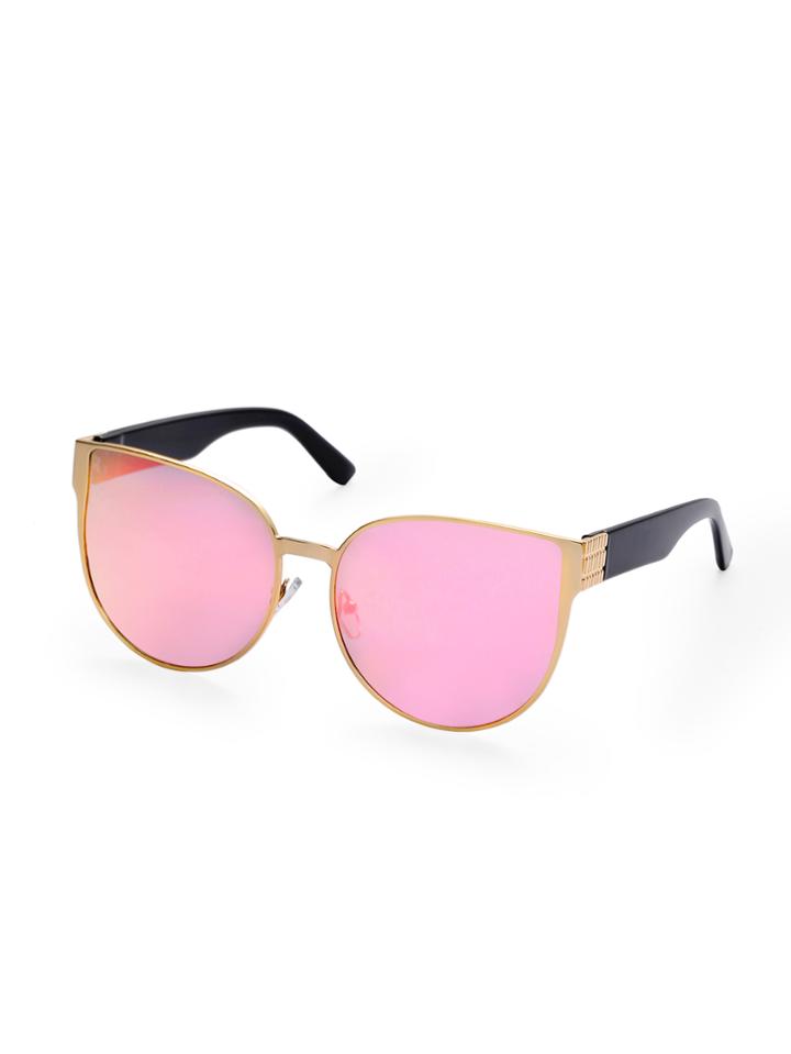 Romwe Gold Metal Frame Pink Vintage Cat Eye Sunglasses