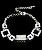 Romwe Silver Diamond Square Chain Bracelet