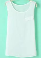 Romwe With Pocket Chiffon White Vest